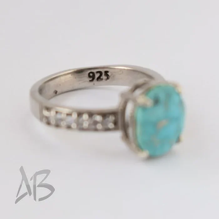 انگشتر نقره زنانه فیروزه نیشابور اصل مناسب کادو آقابزرگ کد 585 - Image 3