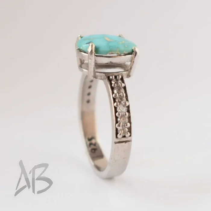 انگشتر نقره زنانه فیروزه نیشابور اصل مناسب کادو آقابزرگ کد 585 - Image 4