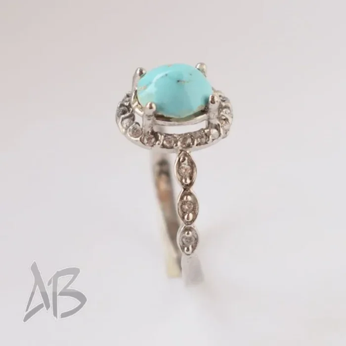 انگشتر نقره زنانه طرح گندمی فیروزه نیشابور اصل آقابزرگ کد 586 - Image 3