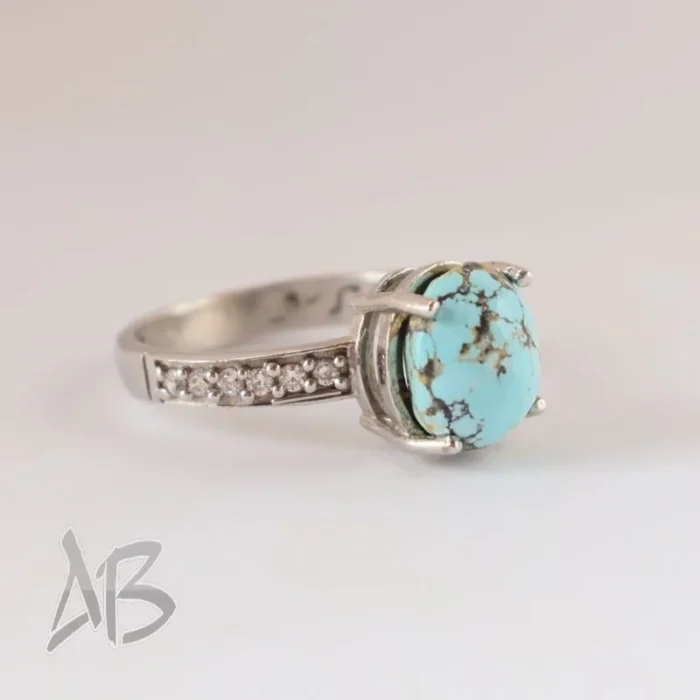 انگشتر نقره زنانه فیروزه نیشابور اصل آقابزرگ کد 587 - Image 6