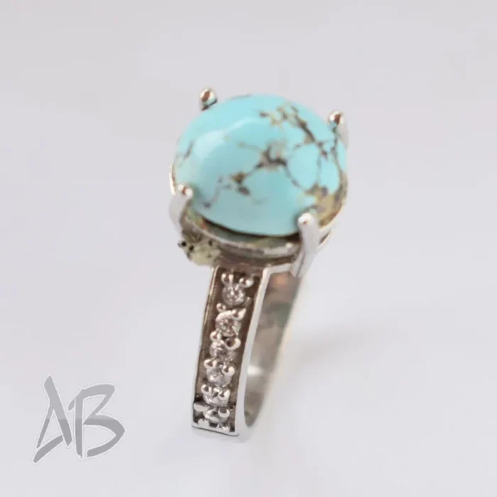 انگشتر نقره زنانه فیروزه نیشابور اصل آقابزرگ کد 587 - Image 8