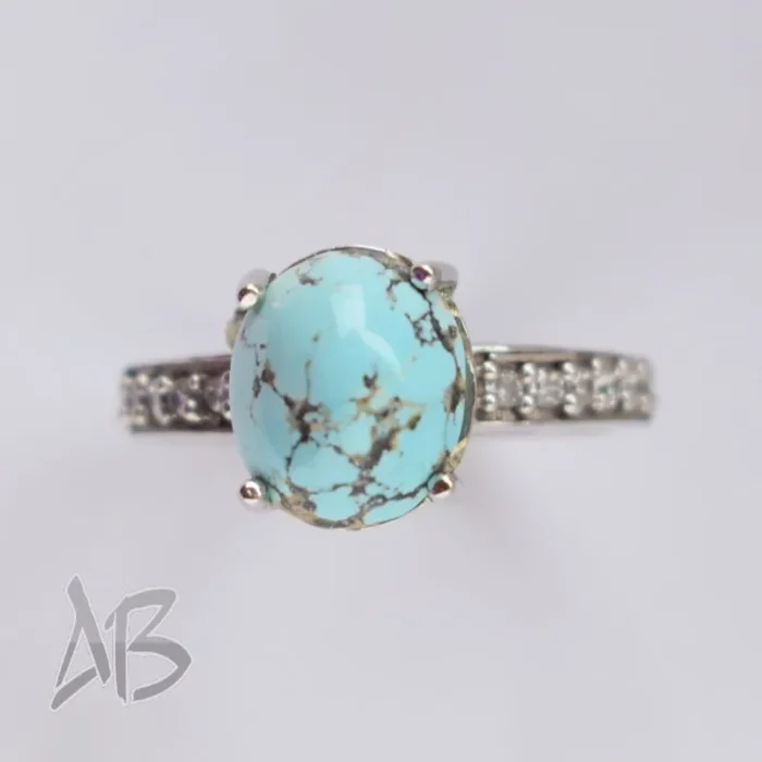 انگشتر نقره زنانه فیروزه نیشابور اصل آقابزرگ کد 587 - Image 5