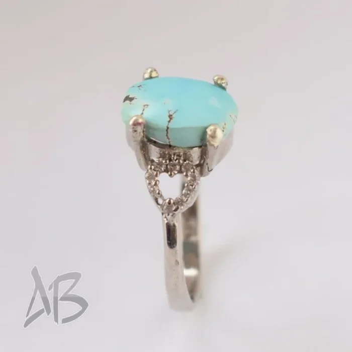 انگشتر نقره زنانه فیروزه نیشابور اصل آقابزرگ کد 588 - Image 8