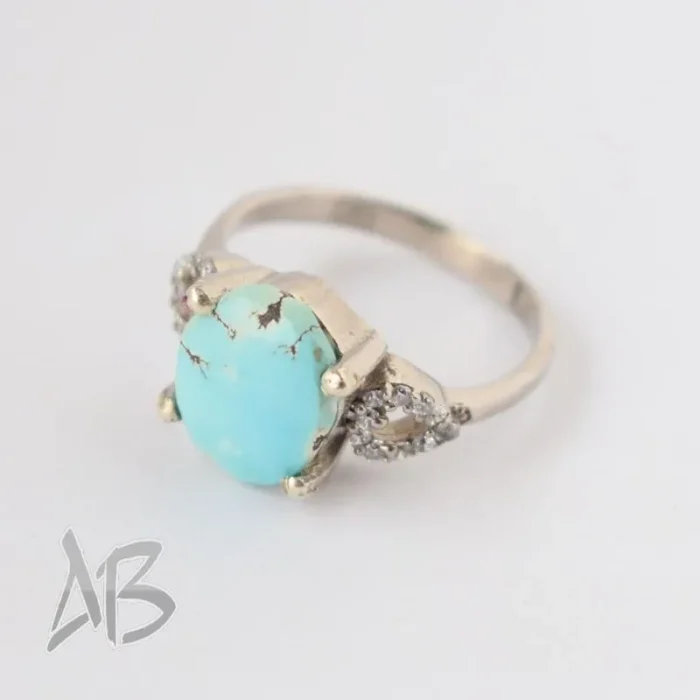 انگشتر نقره زنانه فیروزه نیشابور اصل آقابزرگ کد 588 - Image 6