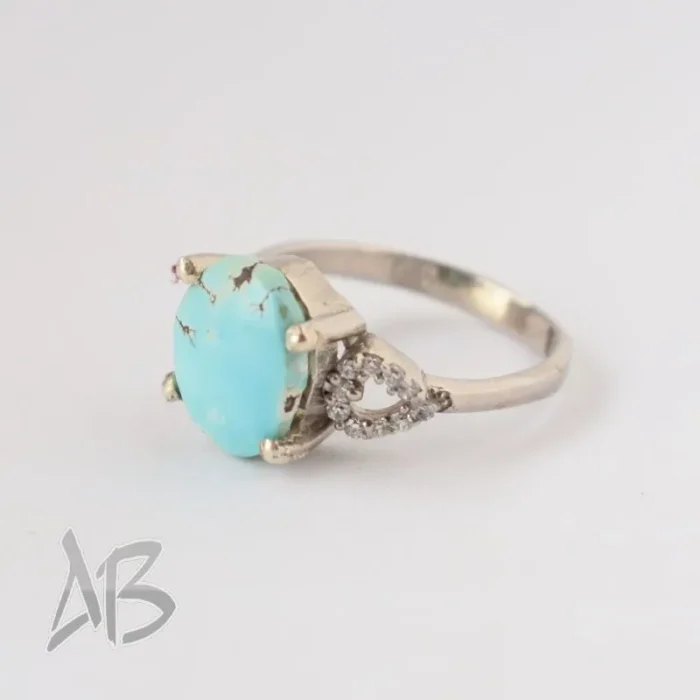 انگشتر نقره زنانه فیروزه نیشابور اصل آقابزرگ کد 588 - Image 5