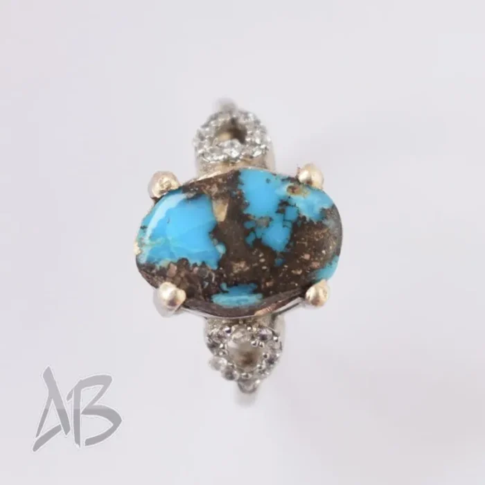 انگشتر نقره زنانه فیروزه نیشابور تیره اصل آقابزرگ کد 590 - Image 6