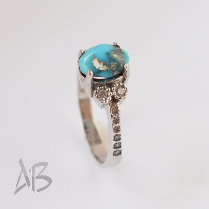 انگشتر نقره زنانه فیروزه نیشابور اصل آقابزرگ کد 593 - Image 4