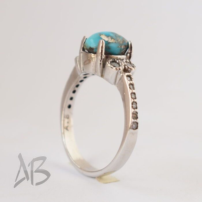 انگشتر نقره زنانه فیروزه نیشابور اصل آقابزرگ کد 593 - Image 5