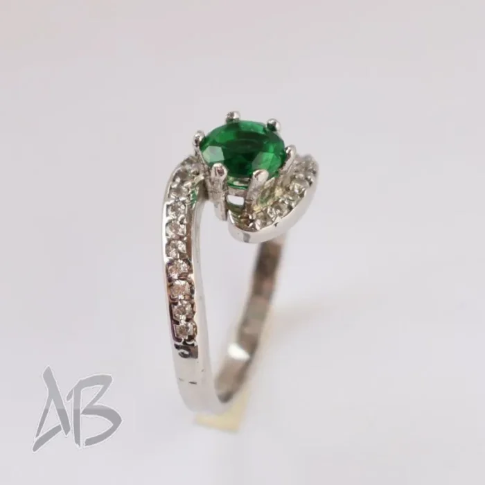 انگشتر نقره زنانه سولیتر سبز آبکاری طلا یا رودیوم آقابزرگ کد 598 - Image 4