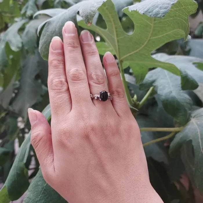 انگشتر نقره زنانه اسموکی کوارتز (دودی) طبیعی بسیار زیبا آقابزرگ کد 572 - Image 3