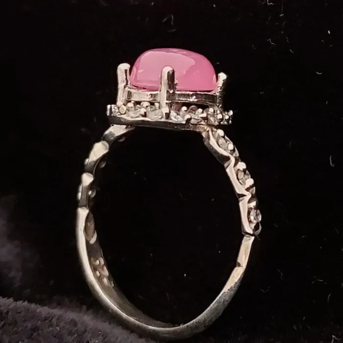انگشتر نقره زنانه گندمی یاقوت صورتی اصل کابوشن آقابزرگ کد 561 - Image 5