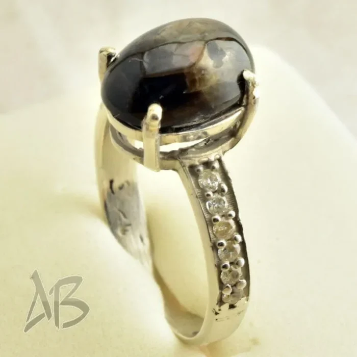 انگشتر نقره زنانه یاقوت استار آقابزرگ کد 550 - Image 4