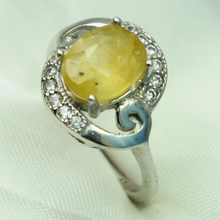 انگشتر نقره زنانه یاقوت زرد طبیعی عیار 925 آقابزرگ کد 575 - Image 5