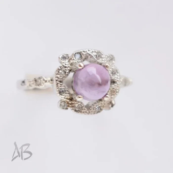 انگشتر نقره زنانه آمتیست (آماتیست) اصل و معدنی تراش کابوشن آقابزرگ Am07 - Image 3