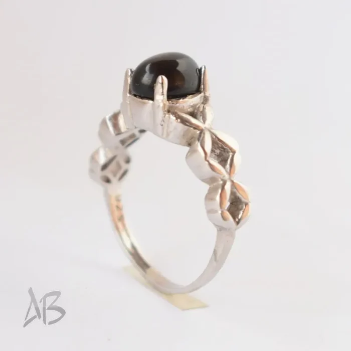 انگشتر نقره زنانه اسموکی کوارتز (دودی) طبیعی طراحی زیبا آقابزرگ کد 615 - Image 5
