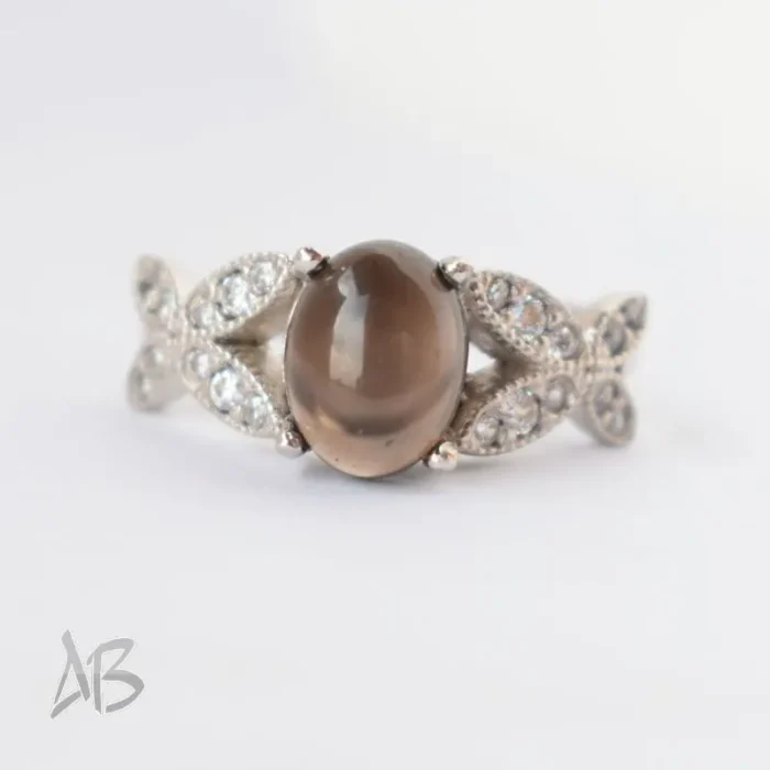 انگشتر نقره زنانه اسموکی کوارتز (دودی) طبیعی طرح پروانه آقابزرگ کد 616 - Image 6