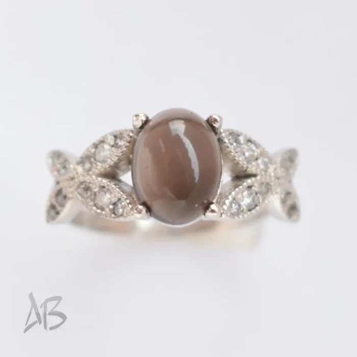 انگشتر نقره زنانه اسموکی کوارتز (دودی) طبیعی طرح پروانه آقابزرگ کد 616 - Image 5