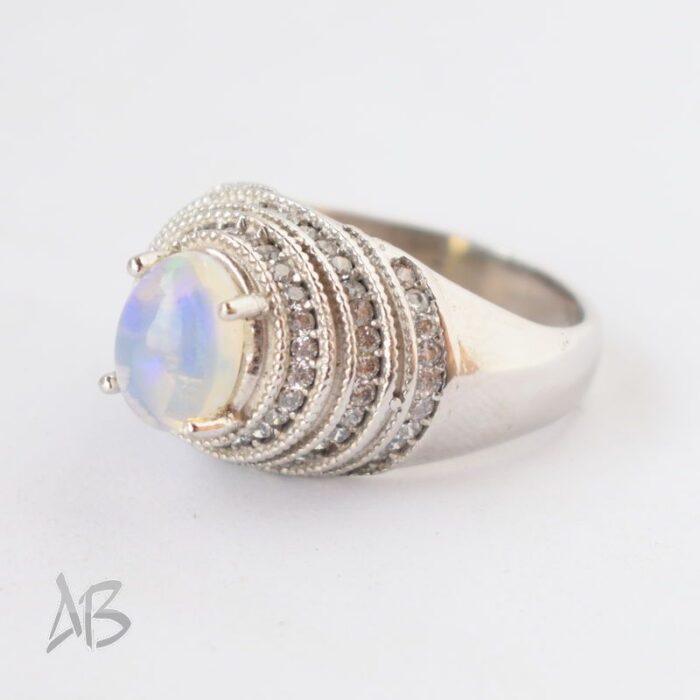 انگشتر نقره با طراحی خاص و نگین اپال بسیار زیبا کد 210 - Image 4