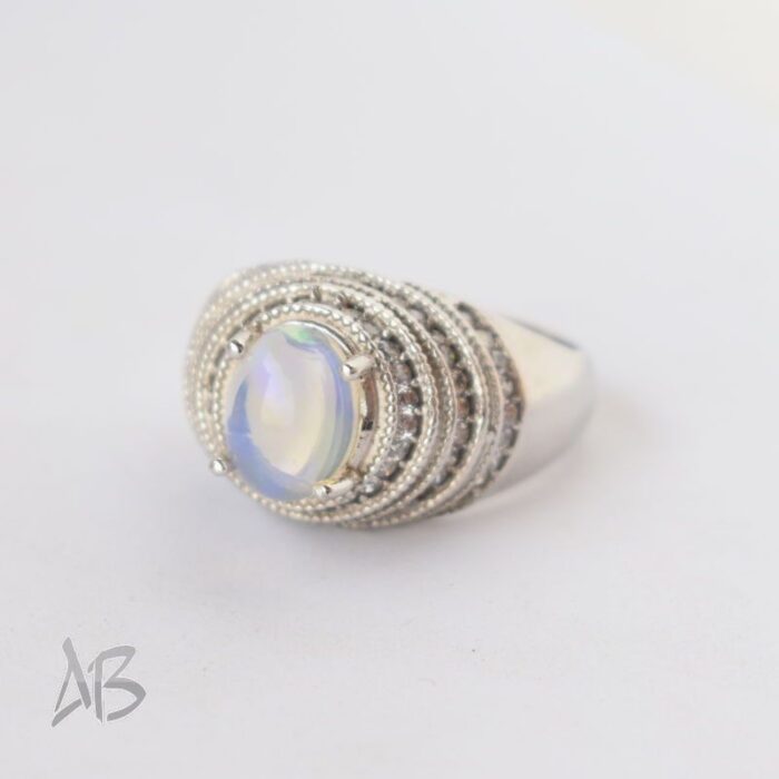 انگشتر نقره با طراحی خاص و نگین اپال بسیار زیبا کد 210 - Image 5