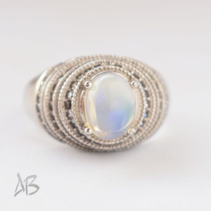 انگشتر نقره با طراحی خاص و نگین اپال بسیار زیبا کد 210 - Image 6