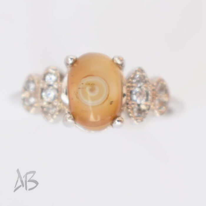 انگشتر نقره زنانه با نگین باباقوری یک چشم خوشرنگ، کد 612 - Image 4