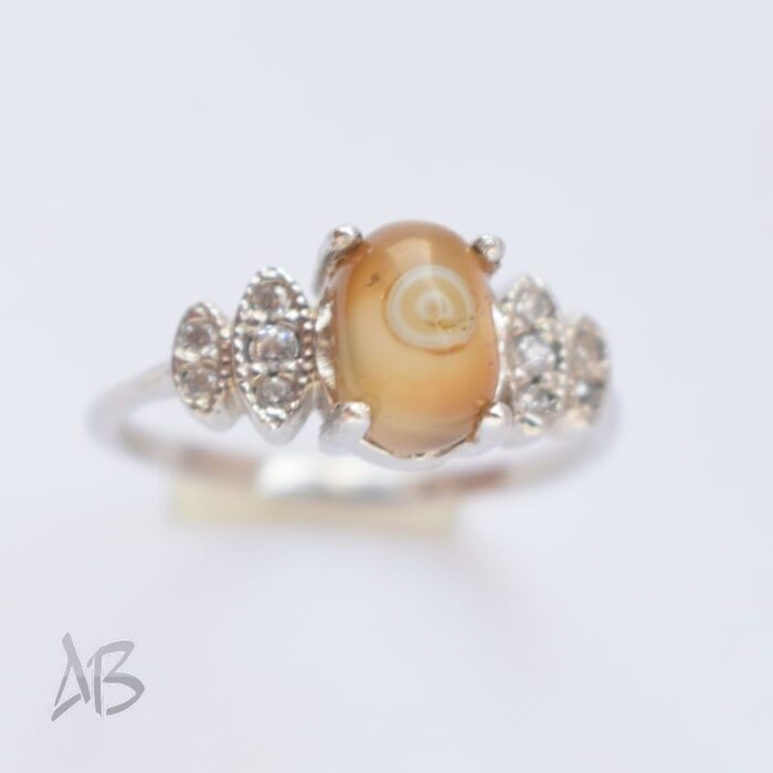 انگشتر نقره زنانه با نگین باباقوری یک چشم خوشرنگ، کد 612 - Image 3