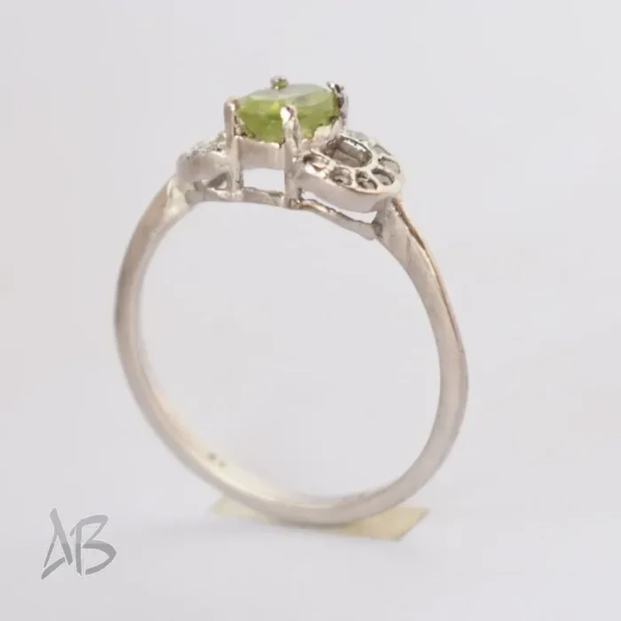 انگشتر نقره زنانه نگین زبرجد طبیعی آقابزرگ کد 620 - Image 6