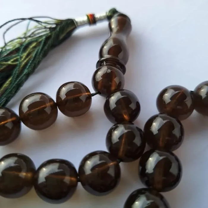 تسبیح سندلوس 33 دانه اصل کد 968 بودار تراش گرد بسیار خوش‌رنگ آقابزرگ - Image 5