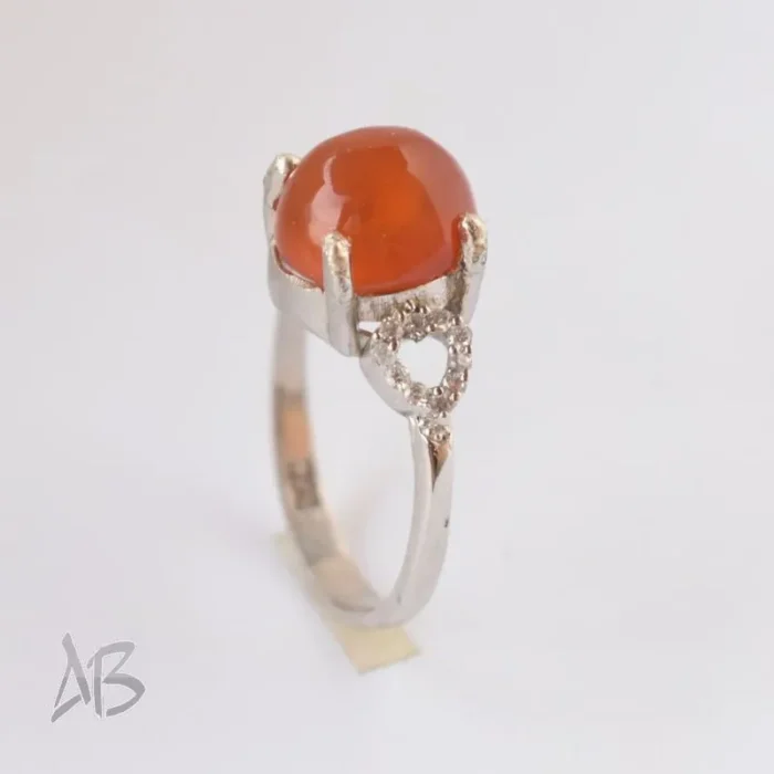 انگشتر نقره زنانه با نگین عقیق یمنی اصل، کد 618 - Image 5