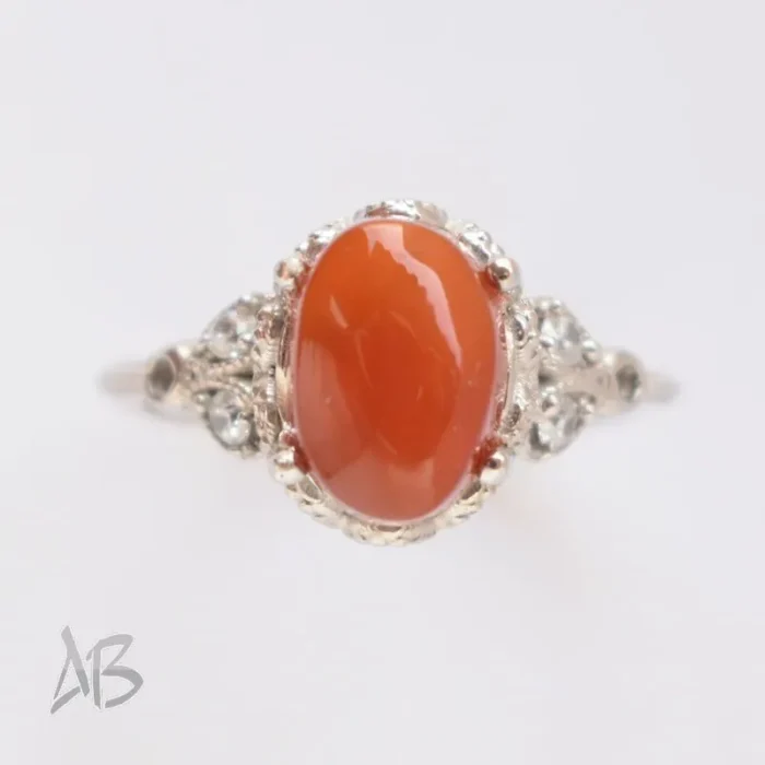 انگشتر نقره زنانه با نگین عقیق یمنی اصل، کد 619 - Image 3