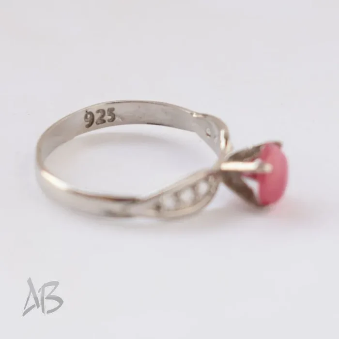 انگشتر نقره زنانه یاقوت صورتی اصل تراش کابوشن آقابزرگ کد 617 - Image 5