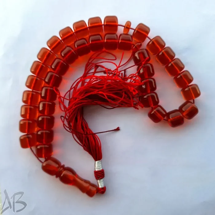 تسبیح سندلوس 37 دانه کد 1007 بودار تراش استوانه‌ای قرمز آقابزرگ - Image 3