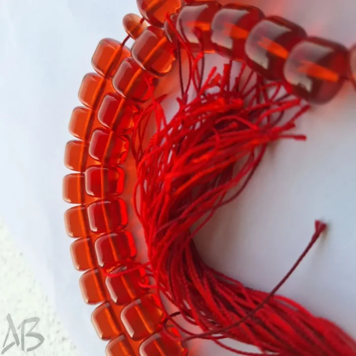 تسبیح سندلوس 37 دانه کد 1007 بودار تراش استوانه‌ای قرمز آقابزرگ - Image 7