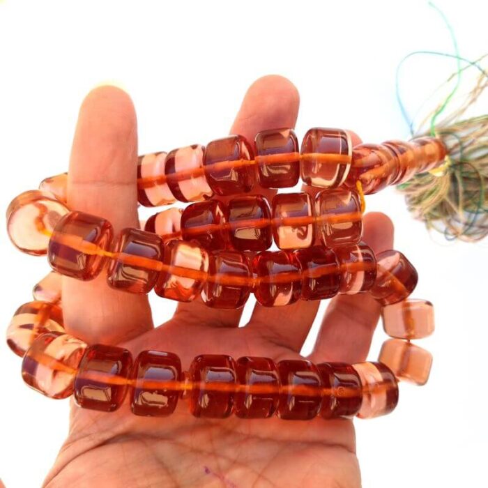 تسبیح سندلوس 33 دانه اصل کد 975 بودار تراش استوانه‌ای درشت خوشرنگ آقابزرگ - Image 3