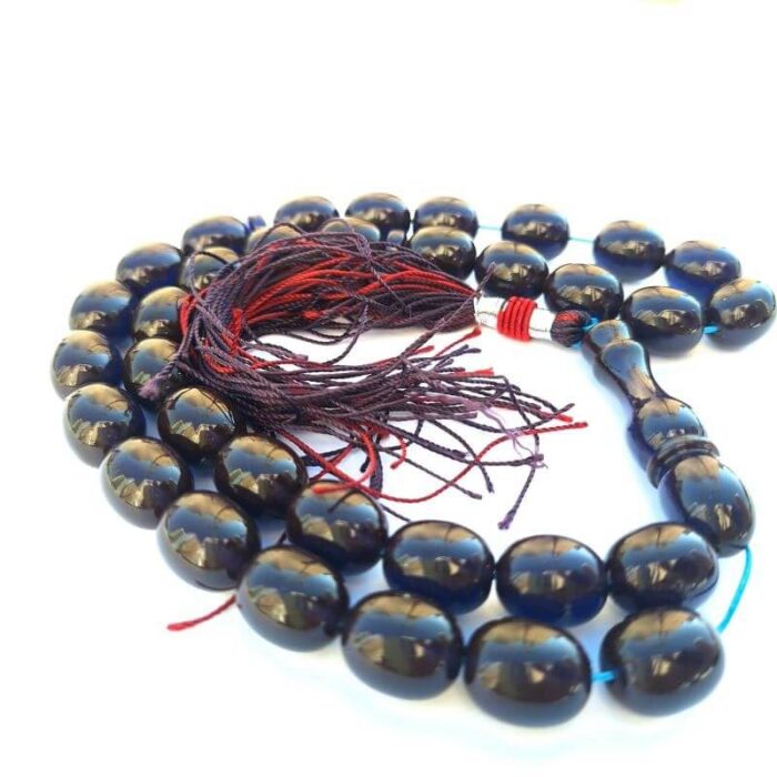 تسبیح سندلوس 33 دانه دوپوست کد 977 بودار تراش بیضی تیره آقابزرگ - Image 3