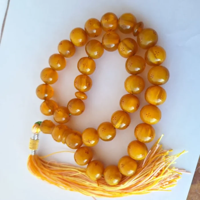 تسبیح سندلوس 33 دانه داغ‌دار پرچمی کد 990 بودار تراش گرد آقابزرگ - Image 5