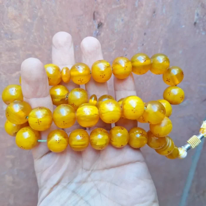 تسبیح سندلوس 33 دانه داغ‌دار پرچمی کد 990 بودار تراش گرد آقابزرگ - Image 7