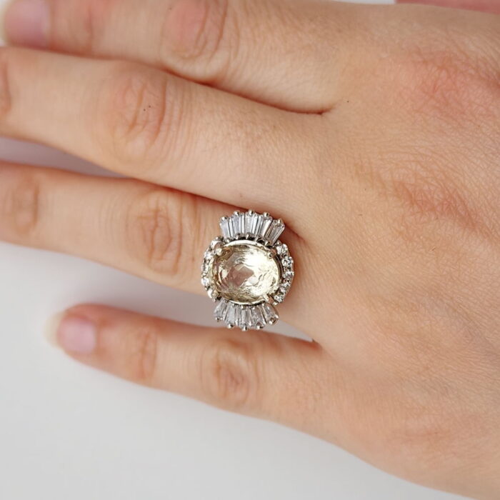 انگشتر نقره زنانه سیترین اصل و درشت آقابزرگ کد 621 - Image 6