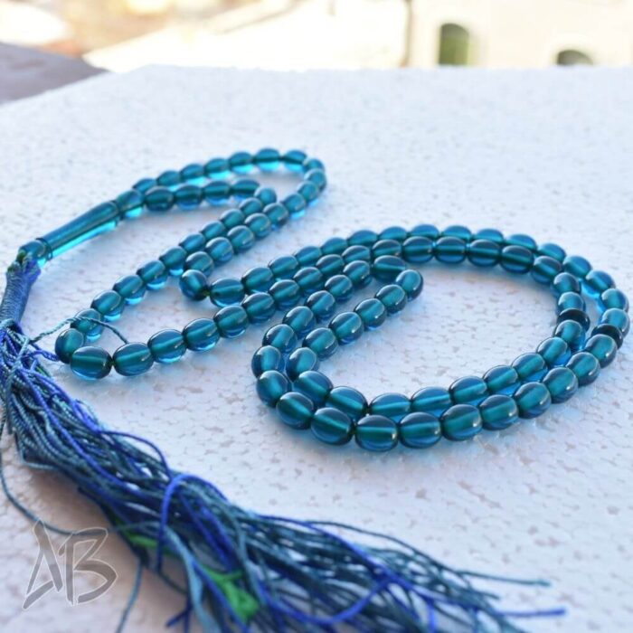 تسبیح سندلوس اصل بودار صددانه (101 دانه) کد 1013 تراش بیضی نیلی رنگ آقابزرگ - Image 4