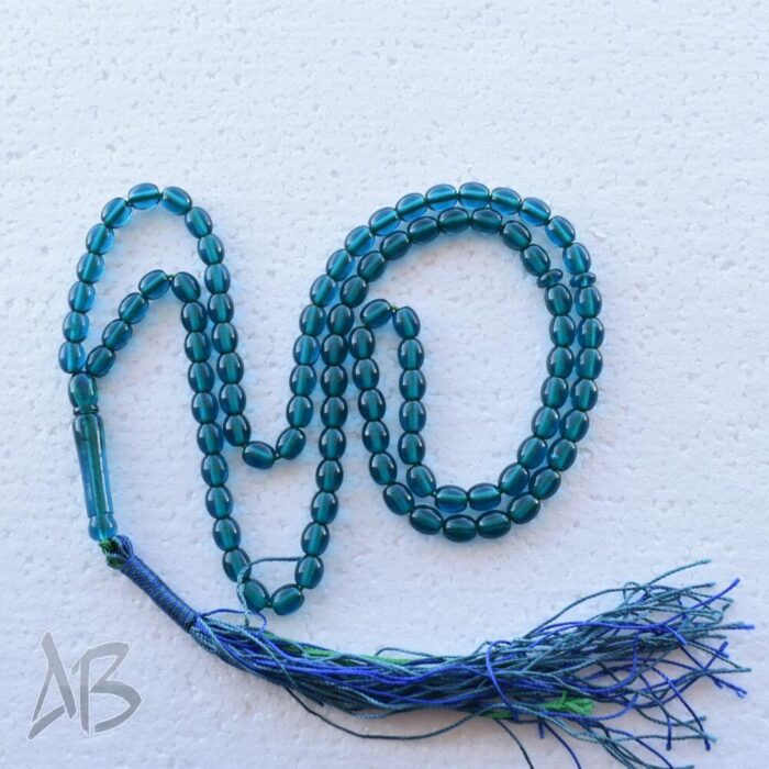 تسبیح سندلوس اصل بودار صددانه (101 دانه) کد 1013 تراش بیضی نیلی رنگ آقابزرگ - Image 5