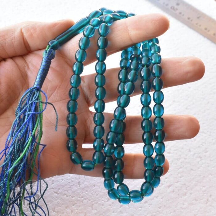 تسبیح سندلوس اصل بودار صددانه (101 دانه) کد 1013 تراش بیضی نیلی رنگ آقابزرگ - Image 6