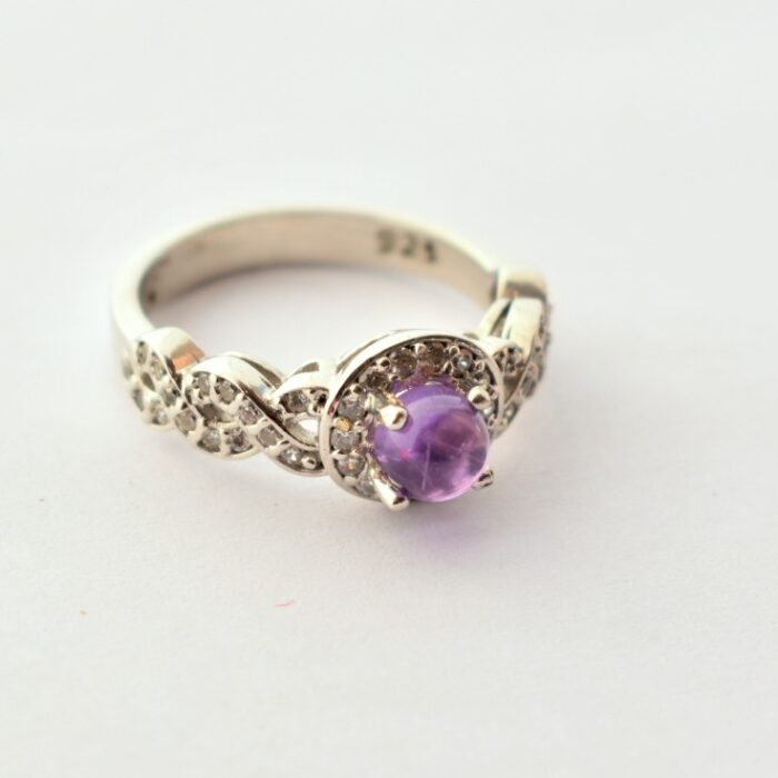 انگشتر نقره زنانه آمتیست (آماتیست) اصل و معدنی گرد دامله آقابزرگ Am09 - Image 7