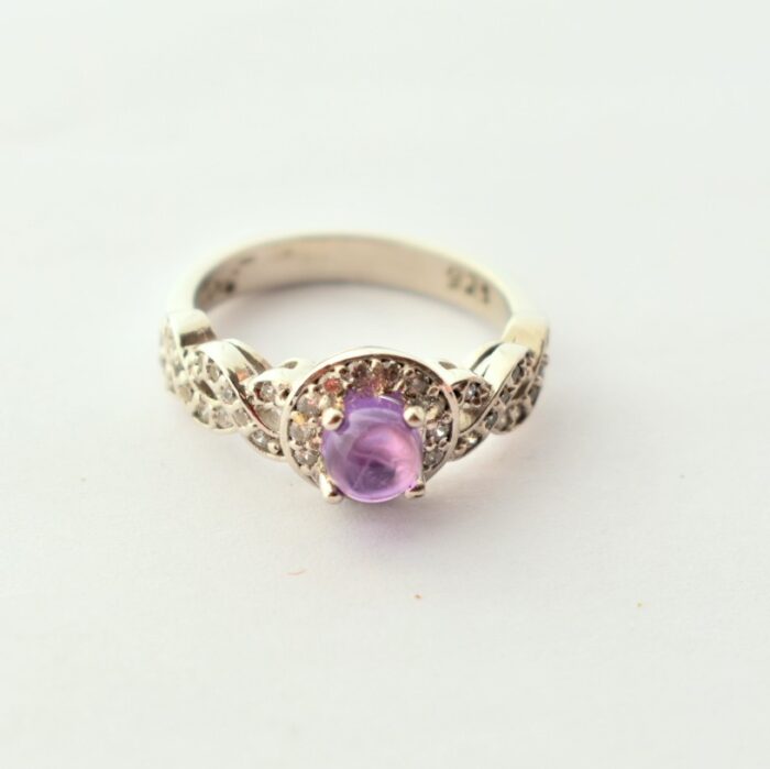 انگشتر نقره زنانه آمتیست (آماتیست) اصل و معدنی گرد دامله آقابزرگ Am09 - Image 3