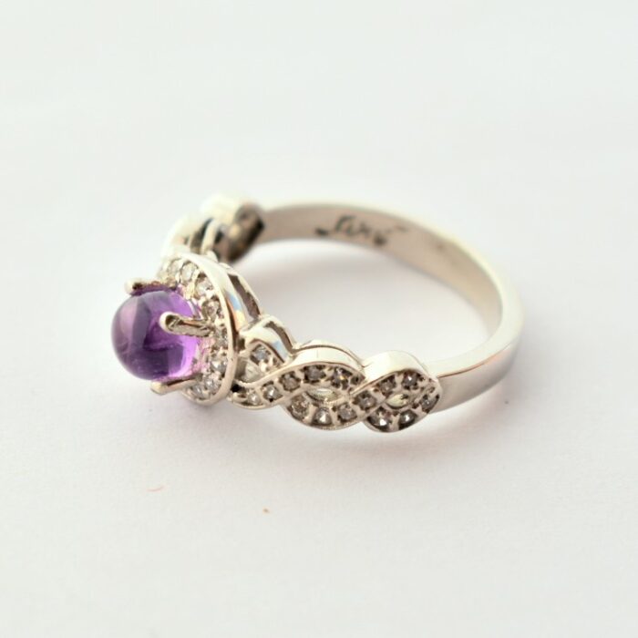 انگشتر نقره زنانه آمتیست (آماتیست) اصل و معدنی گرد دامله آقابزرگ Am09 - Image 4