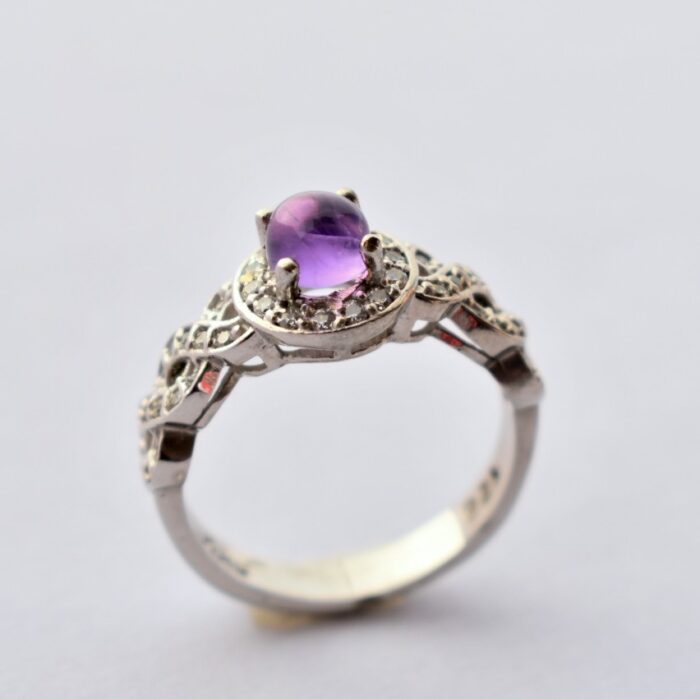 انگشتر نقره زنانه آمتیست (آماتیست) اصل و معدنی گرد دامله آقابزرگ Am09 - Image 5