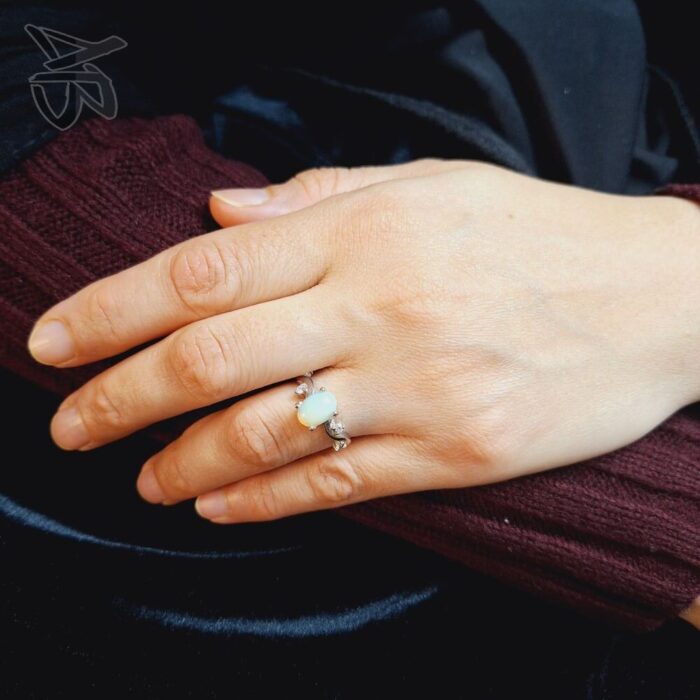 انگشتر نقره زنانه اپال اصل معدنی بسیار زیبا آقابزرگ کد 624 - Image 6