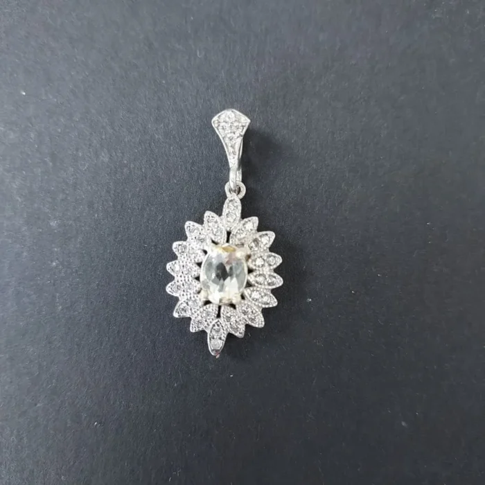 گردنبند یا مدالی نقره سیترین اصل برلیان کات آقابزرگ کد Med13 - Image 4