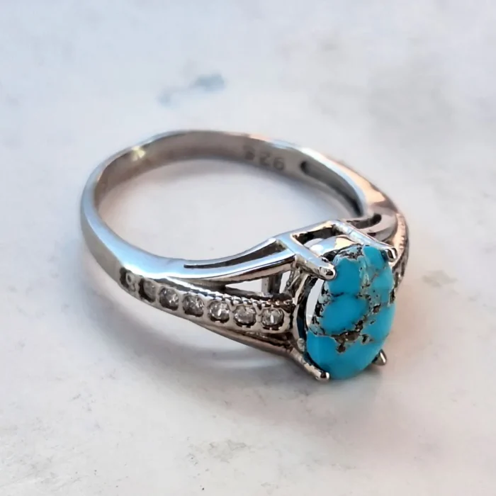 انگشتر نقره زنانه با نگین فیروزه نیشابور