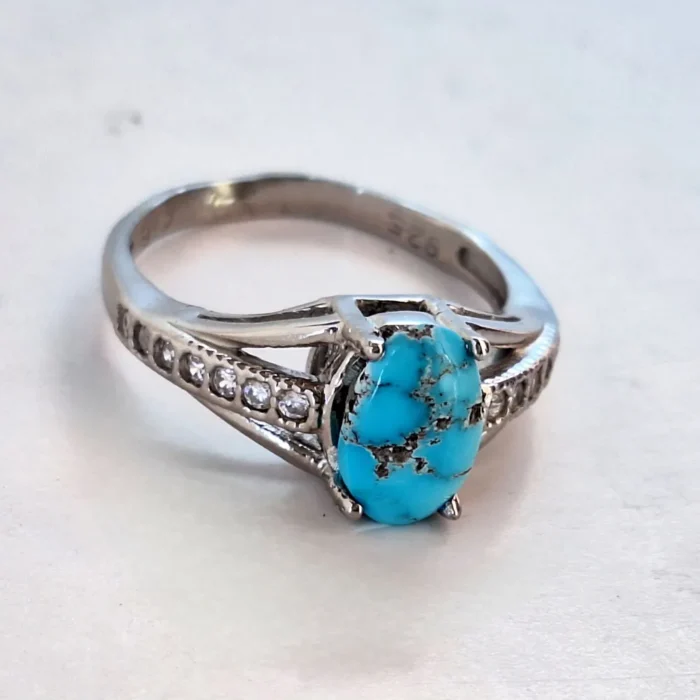 انگشتر نقره زنانه با نگین فیروزه نیشابور
