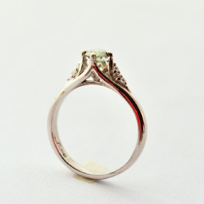 انگشتر نقره زنانه نگین موزانایت زیبا نقره 925 آبکاری طلاسفید آقابزرگ کد 636 - Image 5